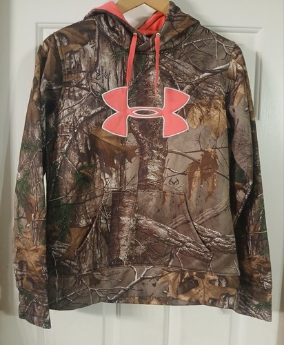 Under Armour women’s Real Tree camo hoodie pink detail Sz S/P