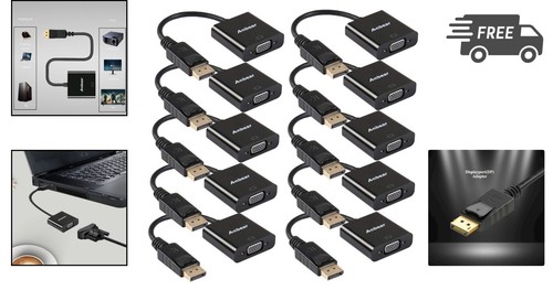 DisplayPort to VGA Adapter 10 Pack Gold Plated Converter for Laptop Desktop - Picture 2 of 9