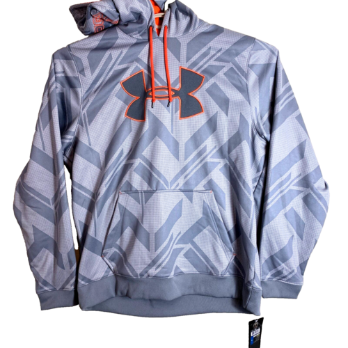 Under Armour Men’s Armour Fleece Hoodie Gray UA Loose Big Logo Pockets XL New WT