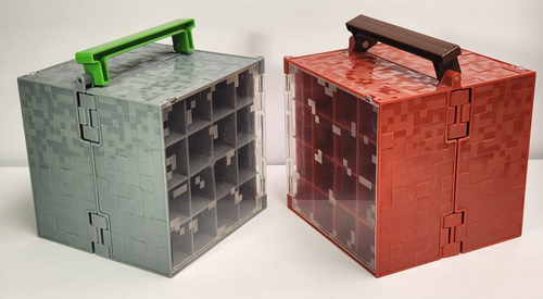 Minecraft Mini Figure Collector Gray Red Nether Case Storage Cube Handle set 2 - Picture 4 of 4