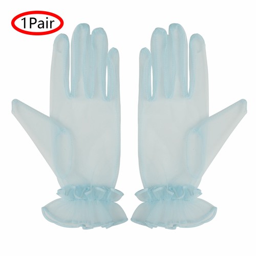 1 Paar durchsichtige Vollfinger Tüll Netz halbtransparent Braut Hochzeit Handschuhe - Bild 7 von 14