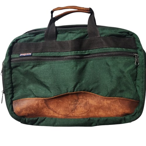 VTG Jansport 19" Travel Messenger Dark Green Missing Strap  - Picture 1 of 7