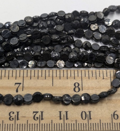 Antique Vintage Glass Gunmetal Faceted Flat Back Nailhead Beads 216pc 9.6g 4mm - Picture 3 of 3