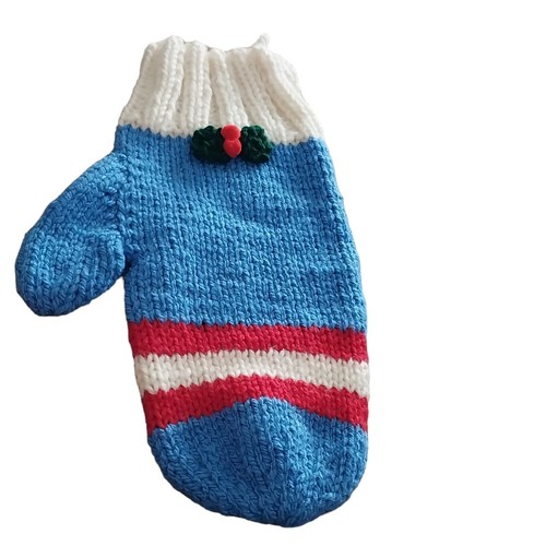XLChristmas Stocking Mitten Handmade Knit Retro 16" For Boy Dad Husband Vtg - Picture 5 of 20