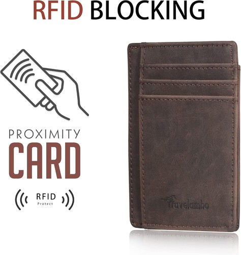 Slim Mens Wallet RFID Blocking Leather Genuine Minimalist Holder Credit Card - Picture 6 of 11
