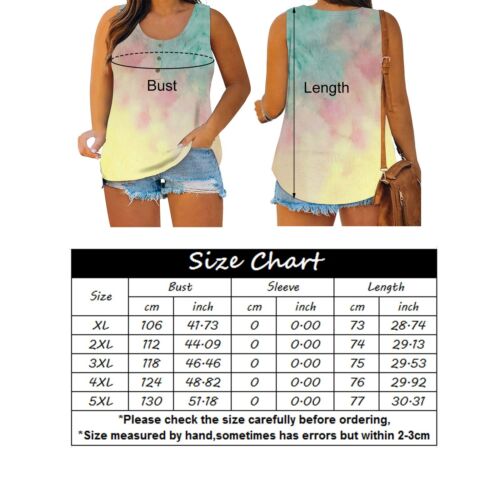 Womens Plus Size Tank Tops Summer Sleeveless Henley Shirts Casual Tee Blouses - Picture 70 of 79