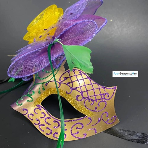 2024 MARDI GRAS Women Party Masquerade Mask Gems & Peacock Feathers M33235PPG - Picture 6 of 8
