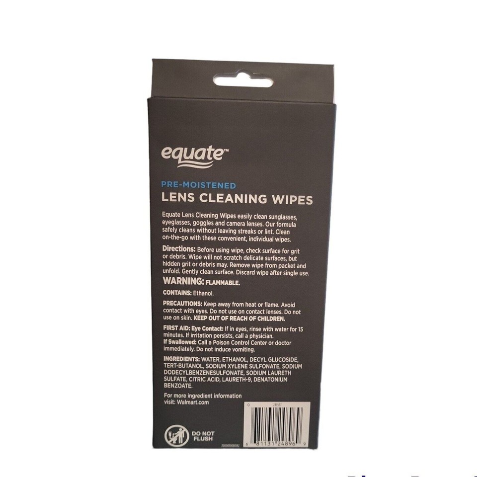 EQUATE Lens Cleaning 100 Wipes Eye Glasses Computer Optical Lense