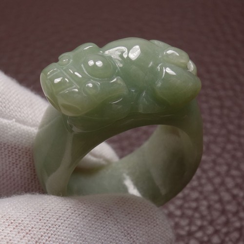 Anillo para pulgar de jadeíta verde 100 % natural grado A certificado 21 mm/tamaño 11,5  - Imagen 3 de 12