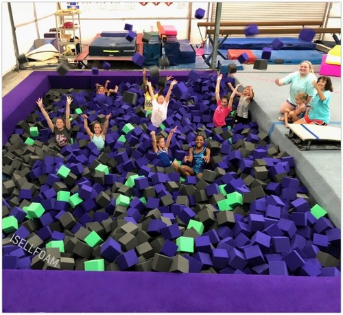 Isellfoam Gymnastics Foam Pit Cubes/Blocks 64 Piece (Purple) 8" inch - Picture 5 of 9