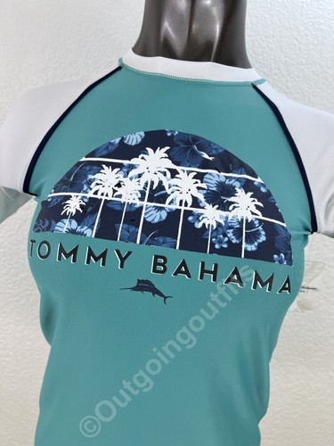 NEW Tommy Bahama Kid's UPF 50 Short Sleeve Swimwear Rash Guard Shirt Size L - Picture 2 of 7