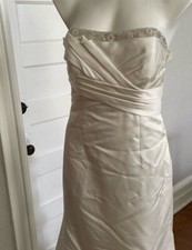 David's Bridal Style T9938 Ivory Wedding Dress With Striking Bodice Details