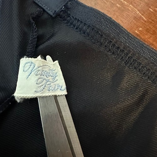 Vintage Vanity Fair Black Silky Nylon Gusset Lace Tap Pant Panties Pillow Tab M - Picture 8 of 14