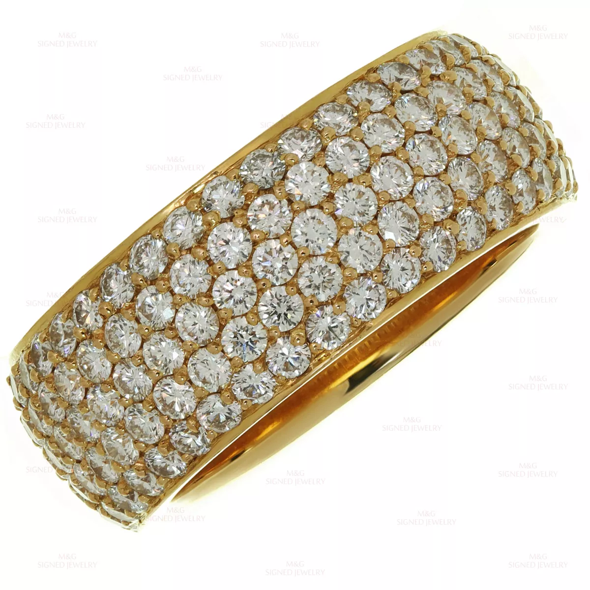 Classic CARTIER 5 Row Pave Diamond Yellow Gold Band Ring Box
