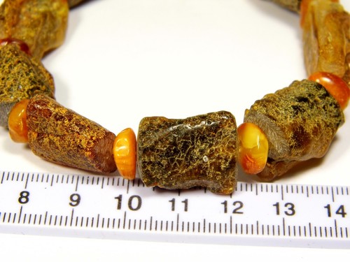 Baltic Amber Bracelet 7.8" 22gr. Brown Green Stone Natural Genuine Stretch 5745 - Picture 3 of 11