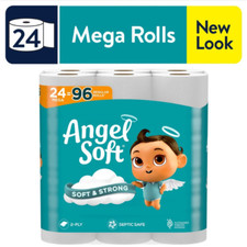 Angel Soft Toilet Paper, 24 Mega Rolls  96 Regular Rolls, 2-Ply Fast Shipping
