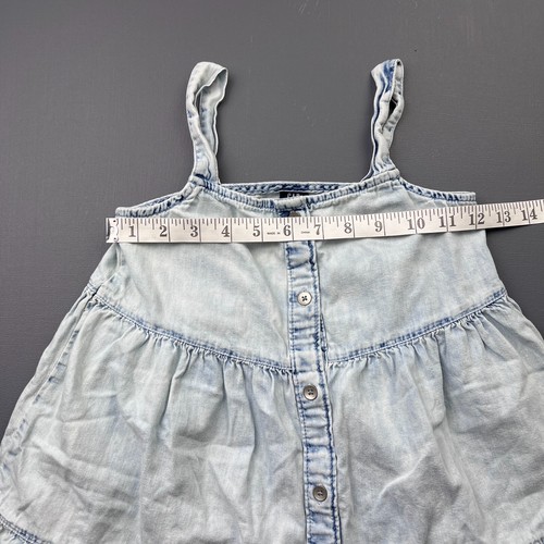 GAP Girls Denim Sundress Small Button Front Tiered Sleeveless Light Wash Blue - Picture 5 of 9