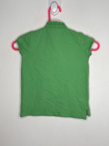 Polo Ralph Lauren Pique Shirt Girls Size 6X Green Short Sleeve Mandarin Collar - Picture 2 of 4