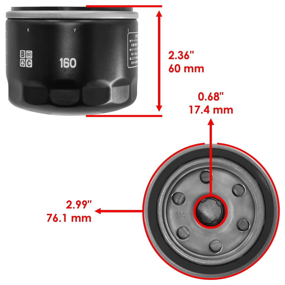 Paquete de 3 filtros de aceite para BMW K1200R Sport 1157 R1200R R1200RT R1200ST 1170 2005-09 Foto 2 de 4