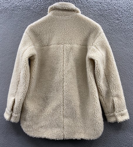 Madewell Jacket Womens XXS Cream Coat Sherpa Faux Fur Mid Length Cozy Button Up - Picture 7 of 11