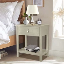 23 inch Nightstand Wood End Table Bedside Table with 1 Drawer, Grey