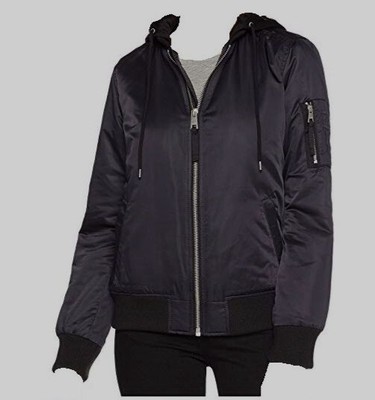 black hooded bomber jacket womens