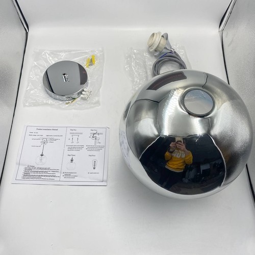 Pendelleuchte/Lampe 25cm Silberglas, kugelförmiger Farbverlauf/Rauchglas Kugelschirm - Bild 14 von 21