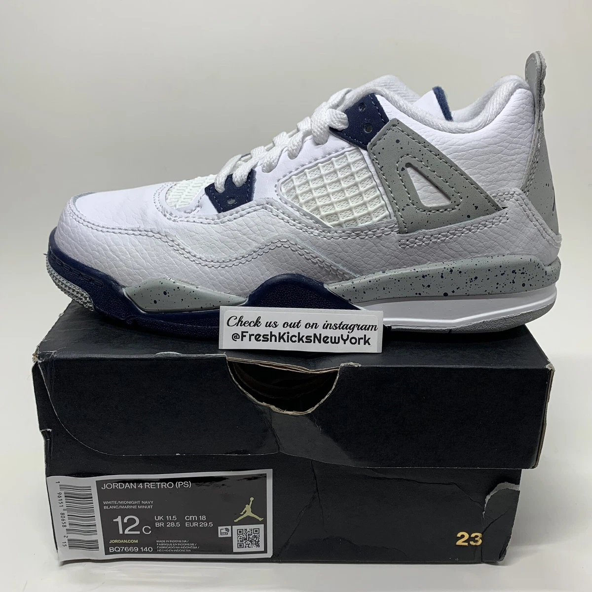 Jordan 4 Midnight Navy Pre School Size c New BQ Air