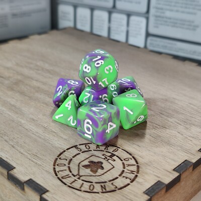 Lila Grün Two Tone Würfel Set, Polyhedral 7 Würfel Set für RPG D&D Tabletop Spiel