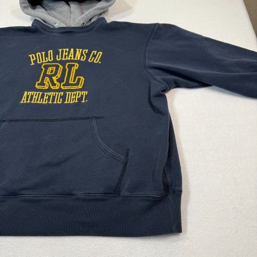 Polo Jeans Co Ralph Lauren Hoodie XL Navy Grau Athletic Dept Embroidered Logo Pu - Bild 3 von 8