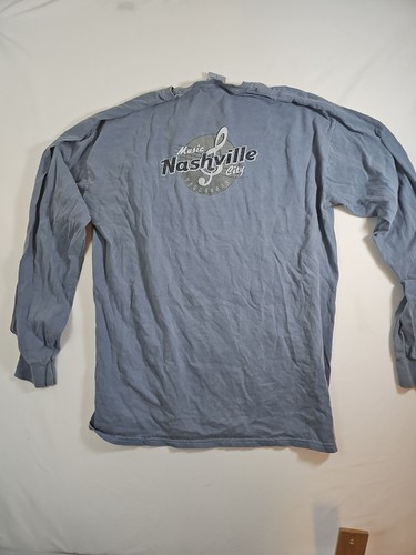 Music City Nashville Tennessee langärmliges blaues T-Shirt Herren Large - Bild 1 von 7