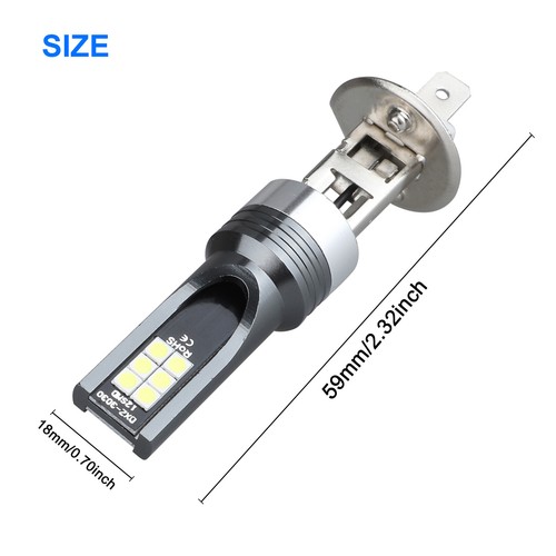 2X H1 3030 12LED LED Headlight Bulbs Fog Kit Hi-Lo Beam Super Bright 110W 6500K - Picture 3 of 10