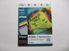 MEAD BRIGHTS COMPUTER PAPER 5 COLORS 8.5 " X 11" ACID FREE LAZER-INK JET-COPIER