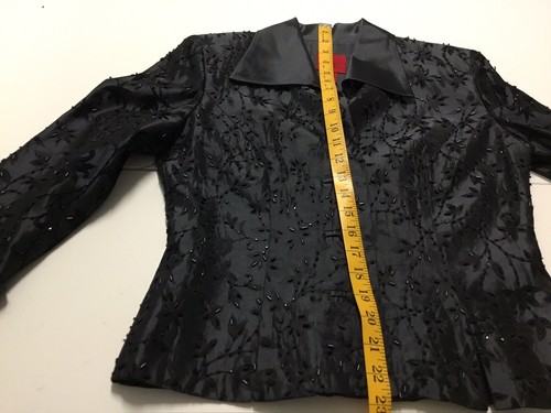 JS Collections Jacket Top Sz 6 Black Christmas Holiday Parties Glass Beaded - Picture 13 of 14