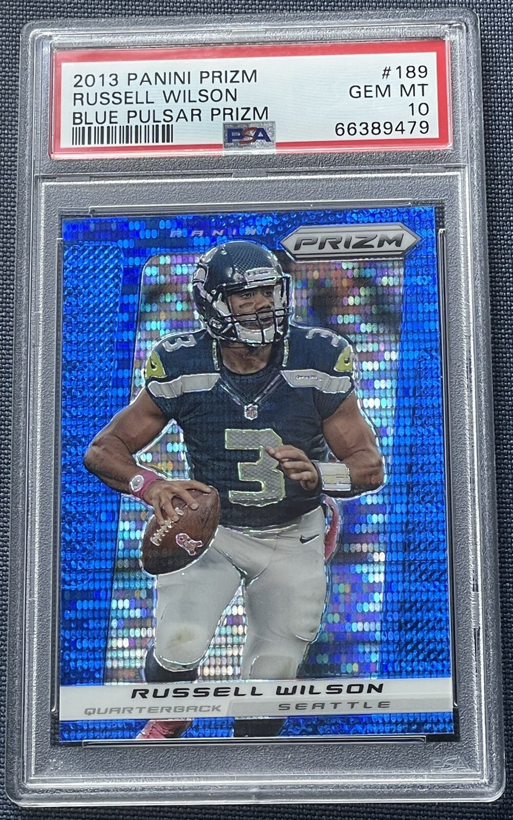 Russell Wilson 2013 Prizm #189 BLUE PULSAR PRIZM PSA 10 Gem Mint Steelers