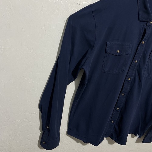 Peter Millar Crown Mens XL Lava Wash Jersey Snap Front Button Up Shirt Navy Blue - Picture 8 of 11