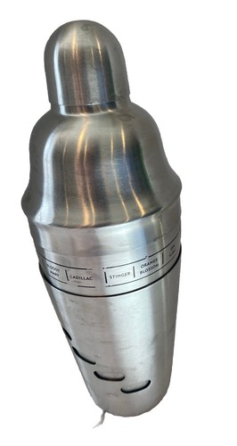 Vtg Stainless Cocktail Martini Shaker, Dial A Drink Barware Bartender15 Recipes - Picture 7 of 7