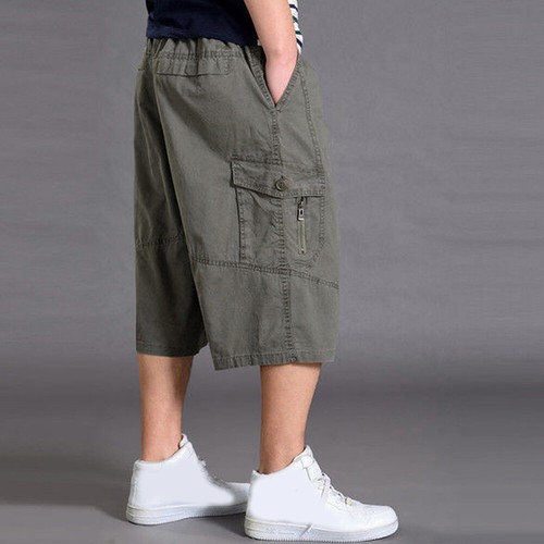 Men's Casual Bottoms Cargo Shorts Outdoor 3/4 Length Below Knee Pants Pockets ∂ - Picture 21 of 33