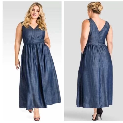 NWT Standards & Practices Nimah Maxi Dress Plus Sz 1X Blue Prairie Cottagecore