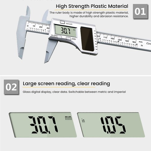 Solar Calipers Solar Plastic Caliper 0‑150mm Electronic Digital Display GD AC - Picture 9 of 22