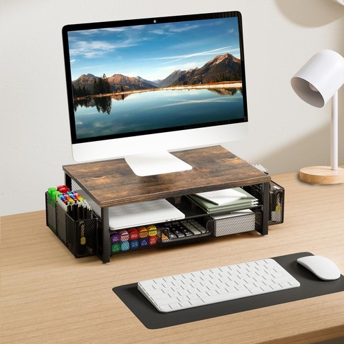 Monitor Stand Riser, Desk Organizer with Drawer and Pen Holder, 2-Tier Computer - Picture 5 of 6