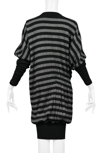 VINTAGE ISSEY MIYAKE BLACK & GREY STRIPE DRESS - Picture 4 of 4