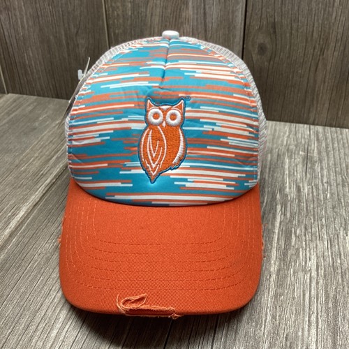Hooters Distressed Snapback Truckers Baseball Hat Cap Owl Orange Multicolor NWT - Picture 1 of 22
