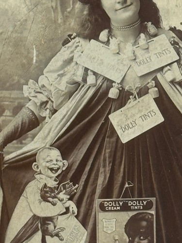 Dolly Tints Cream Banner Girl DRESS advertising studio real photo postcard RPPC - Picture 4 of 9