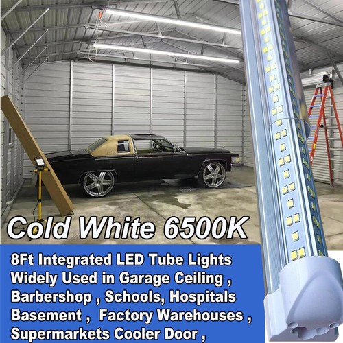 12-25P LED Shop Lights Fixture Tube Strip Ceiling Lights 8FT For Garage Workshop - Picture 9 of 12