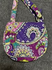Vera Bradley Teal Purple Paisley Quilted Shoulder Purse Crossbody Bag EUC