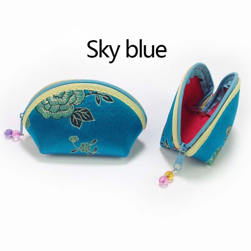 Chinese Silk Jewelry Zip Pouch Bag Embroidered Purse Organizer Coin Purse Wallet - Picture 9 of 24