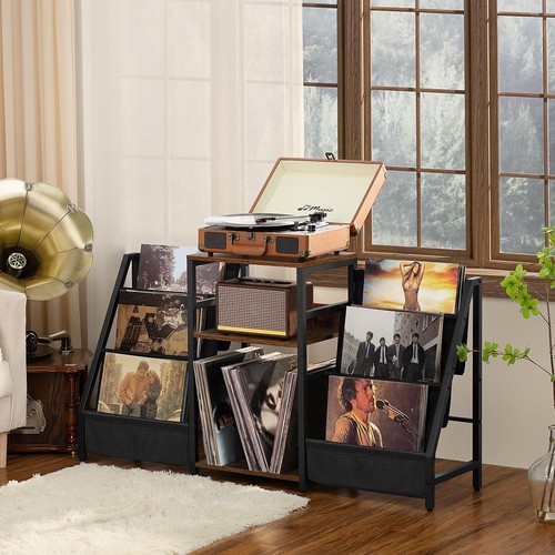 Record Player Stand with Vinyl Storage 3 Tier Turntable Stand Holds 180 Albums - Picture 4 of 6