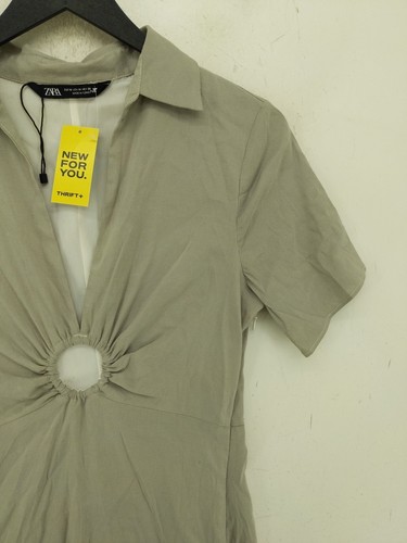 Vestido midi para mujer Zara M gris viscosa - Imagen 4 de 6
