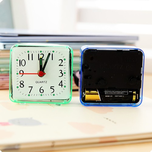 Travel Student Mini Alarm Clock Night Light Bedside Desk Battery Loud Quartz UK - Picture 7 of 15